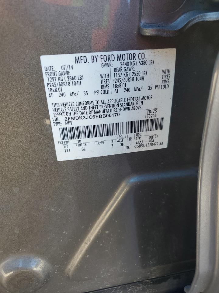 2014 Ford Edge Sel VIN: 2FMDK3JC6EBB06170 Lot: 87394895