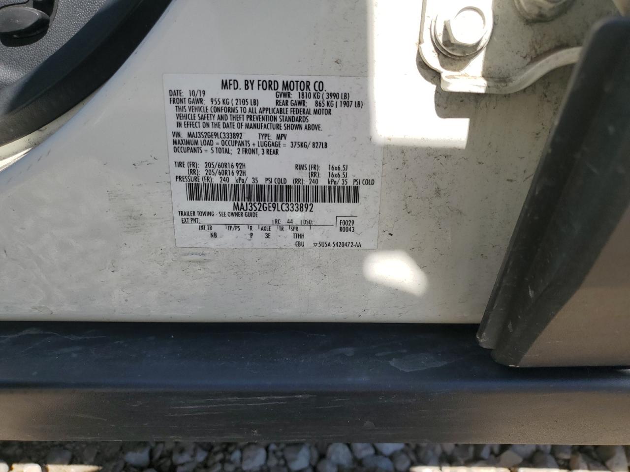 2020 Ford Ecosport Se VIN: MAJ3S2GE9LC333892 Lot: 84251265