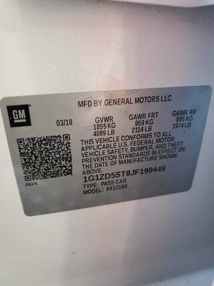 2018 Chevrolet Malibu Lt VIN: 1G1ZD5ST8JF199449 Lot: 85129175