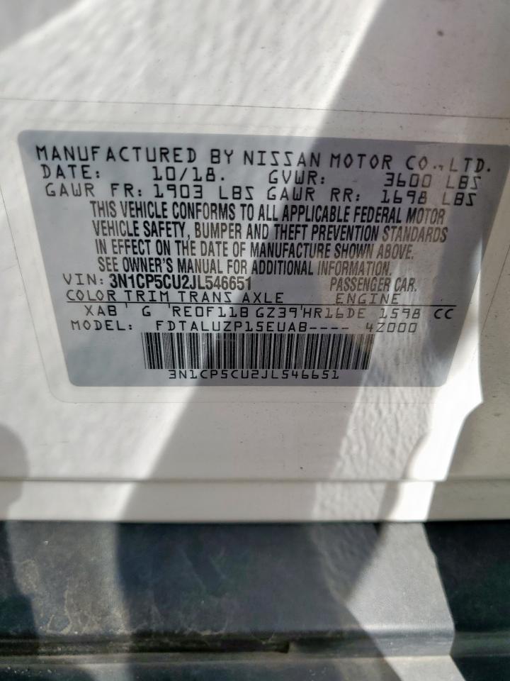 2018 Nissan Kicks S VIN: 3N1CP5CU2JL546651 Lot: 82248405