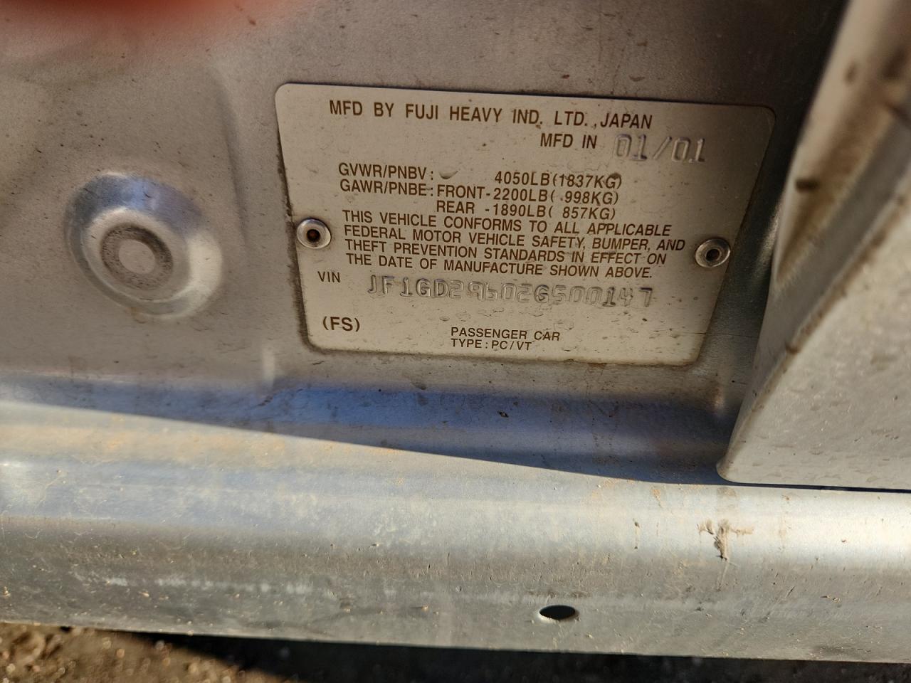 2002 Subaru Impreza Wrx VIN: JF1GD29602G500147 Lot: 82396545