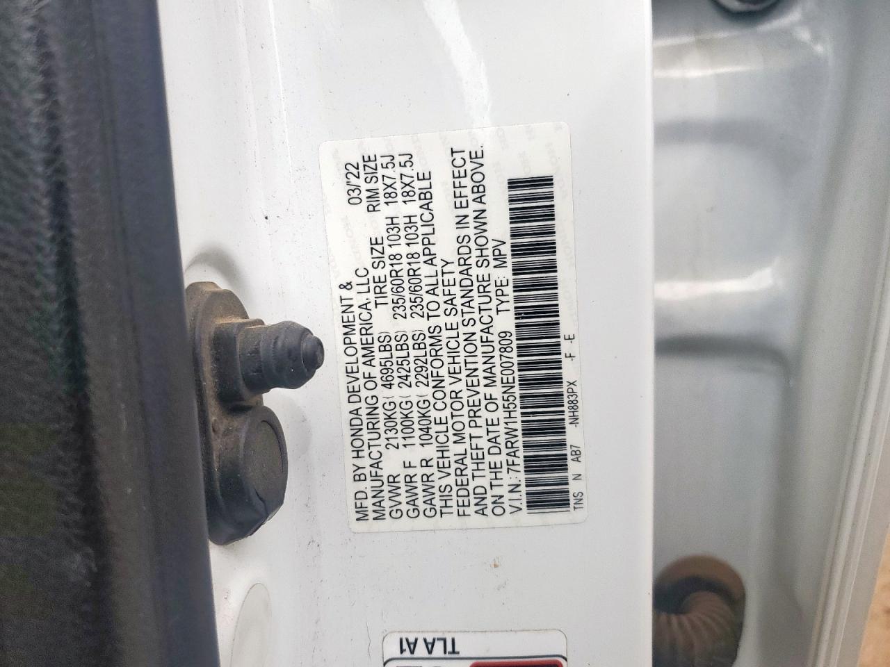 2022 Honda Cr-V Ex VIN: 7FARW1H55NE007809 Lot: 85005045