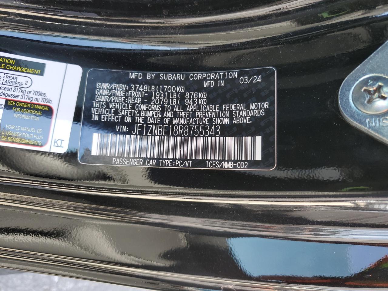 2024 Toyota Gr 86 Premium VIN: JF1ZNBE18R8755343 Lot: 85858405