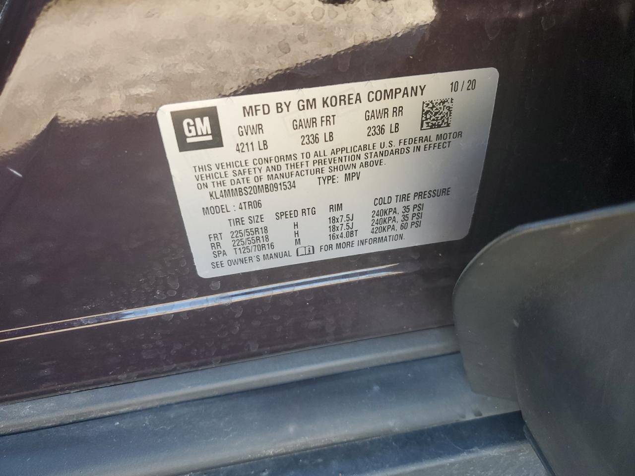 2021 Buick Encore Gx Preferred VIN: KL4MMBS20MB091534 Lot: 82245655