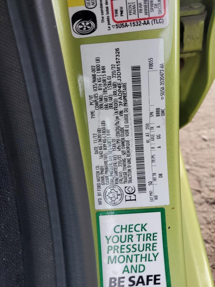 2013 Ford Fiesta Se VIN: 3FADP4EJ3DM157326 Lot: 84955475