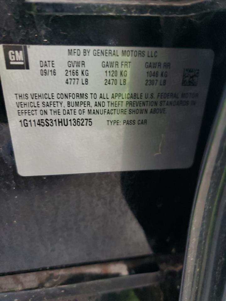2017 Chevrolet Impala Premier VIN: 1G1145S31HU136275 Lot: 86534085
