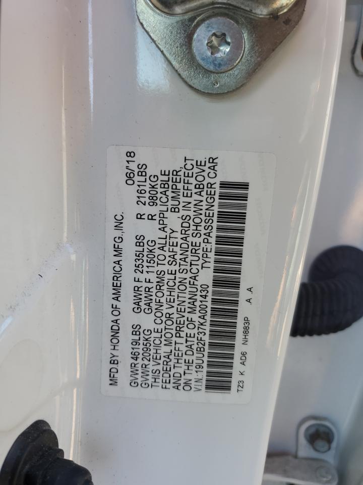 2019 Acura Tlx VIN: 19UUB2F37KA001430 Lot: 82716525