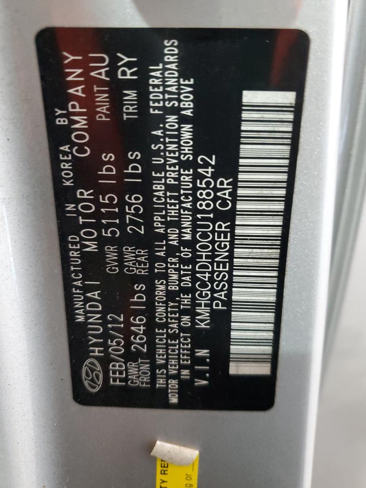 2012 Hyundai Genesis 5.0L VIN: KMHGC4DH0CU188542 Lot: 87452905