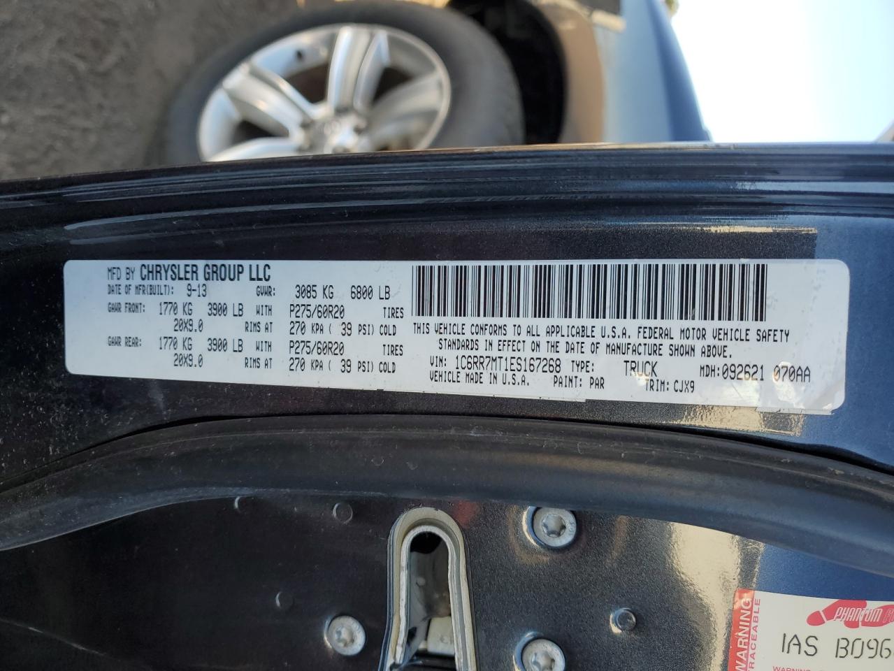 2014 Ram 1500 Sport VIN: 1C6RR7MT1ES167268 Lot: 86790115