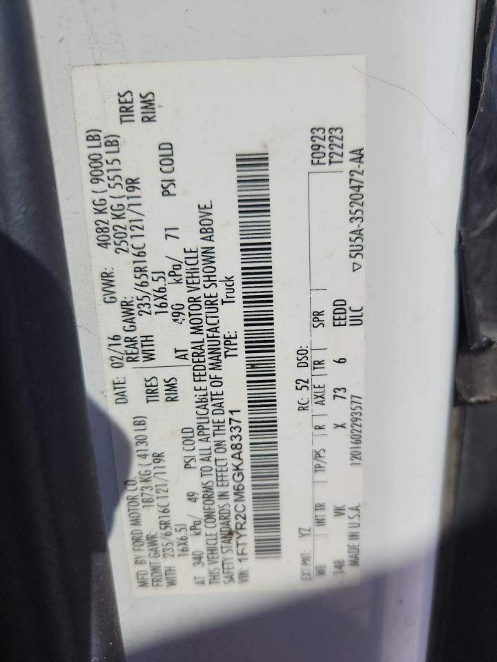 2016 Ford Transit Delivery Van VIN: 1FTYR2CM6GKA83371 Lot: 87427535