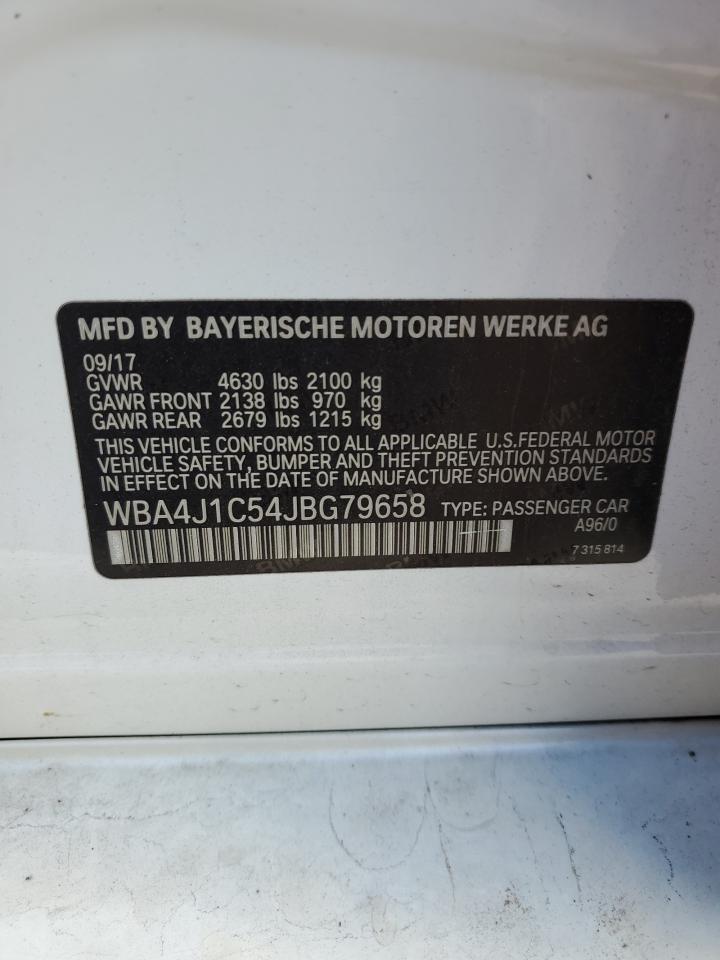 2018 BMW 430I Gran Coupe VIN: WBA4J1C54JBG79658 Lot: 89545585