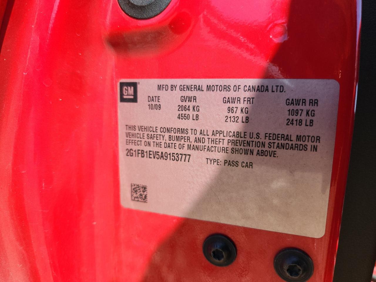 2010 Chevrolet Camaro Lt VIN: 2G1FB1EV5A9153777 Lot: 84799865