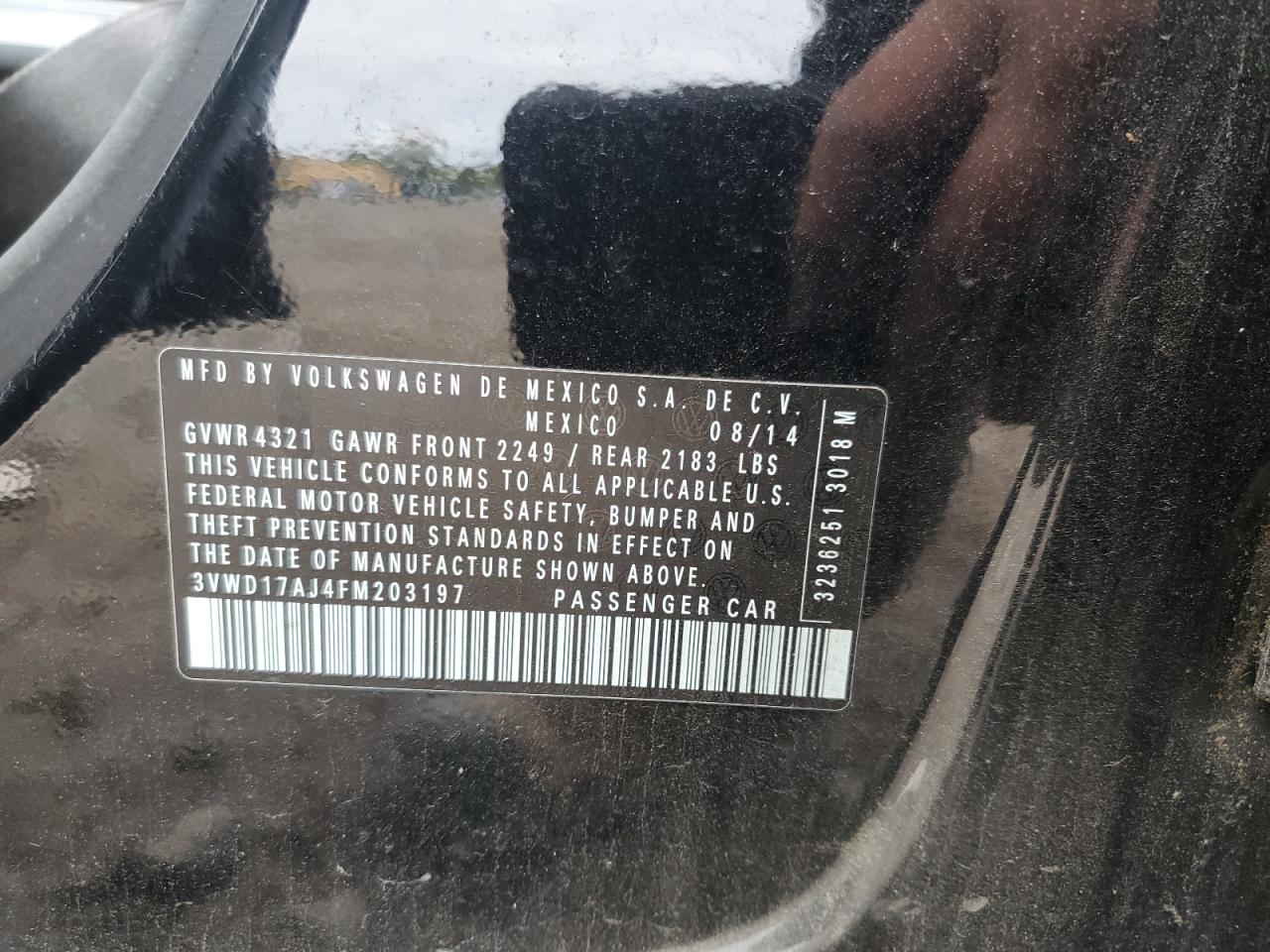 2015 Volkswagen Jetta Se VIN: 3VWD17AJ4FM203197 Lot: 82486235