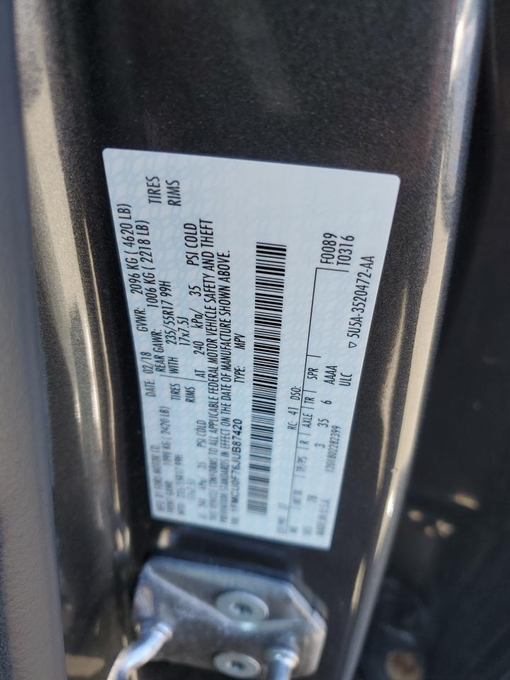 2018 Ford Escape S VIN: 1FMCU0F76JUB87420 Lot: 86889445