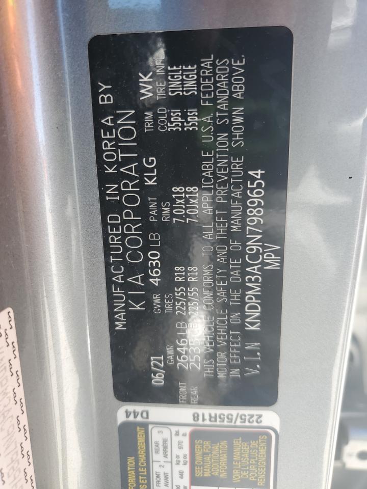 2022 Kia Sportage Lx VIN: KNDPM3AC9N7989654 Lot: 86122885