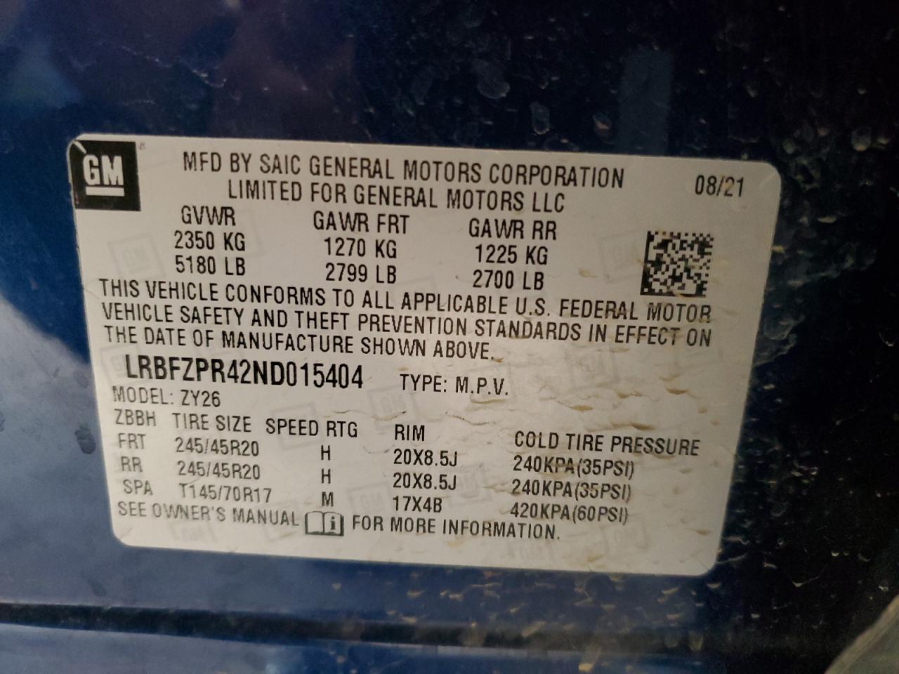 2022 Buick Envision Essence VIN: LRBFZPR42ND015404 Lot: 90423665