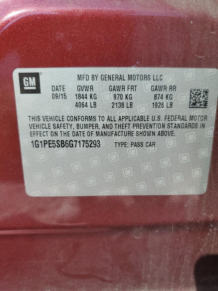 2016 Chevrolet Cruze Limited Lt VIN: 1G1PE5SB6G7175293 Lot: 84990525