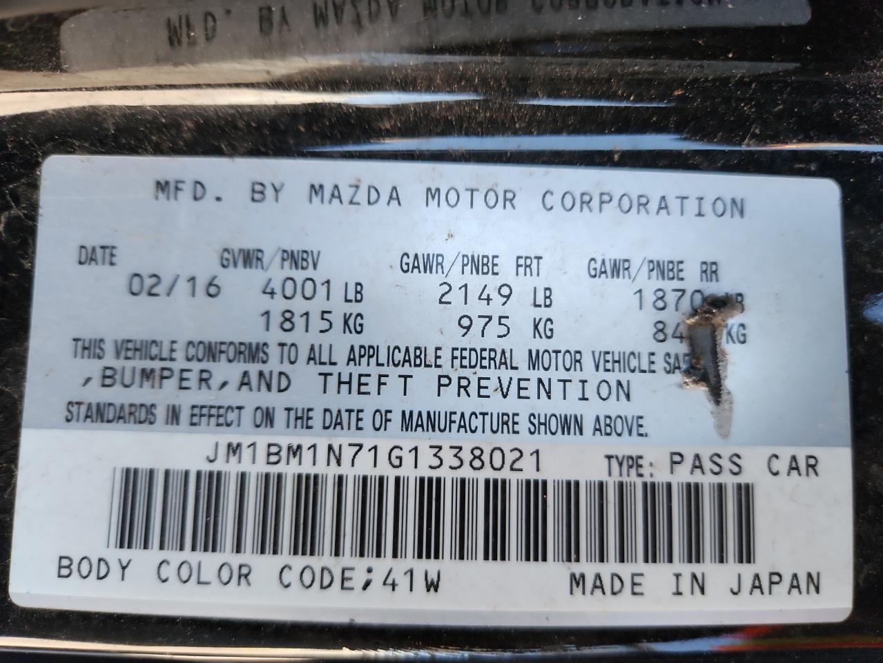 2016 Mazda 3 Grand Touring VIN: JM1BM1N71G1338021 Lot: 82733625