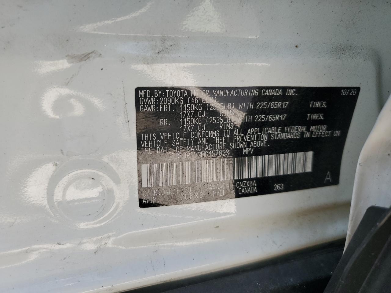 2021 Toyota Rav4 Le VIN: 2T3F1RFV2MC157823 Lot: 82205745