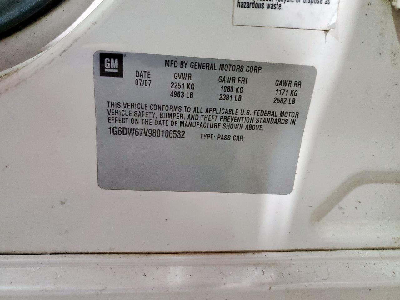 2008 Cadillac Sts VIN: 1G6DW67V980106532 Lot: 85486515