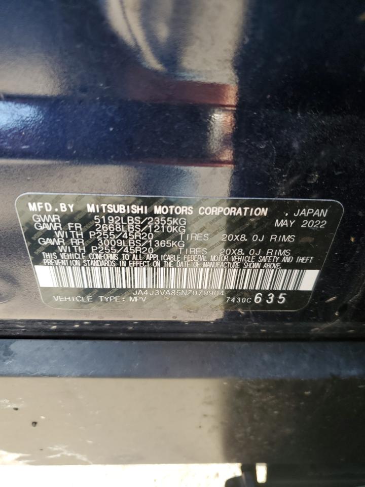 2022 Mitsubishi Outlander Sel VIN: JA4J3VA85NZ079904 Lot: 90881405