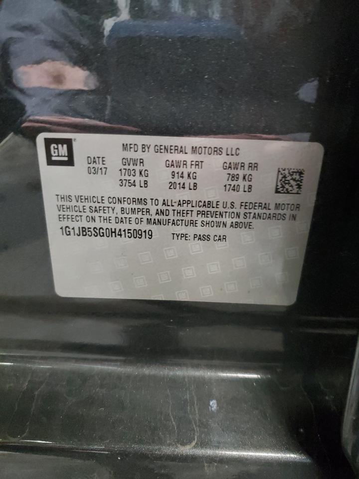 2017 Chevrolet Sonic Ls VIN: 1G1JB5SG0H4150919 Lot: 85850985