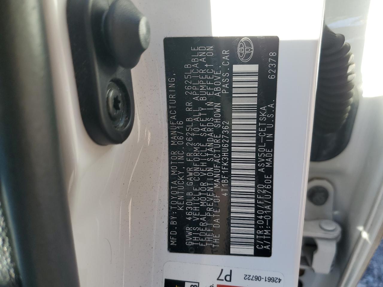 2017 Toyota Camry Le VIN: 4T1BF1FK3HU627362 Lot: 81955975