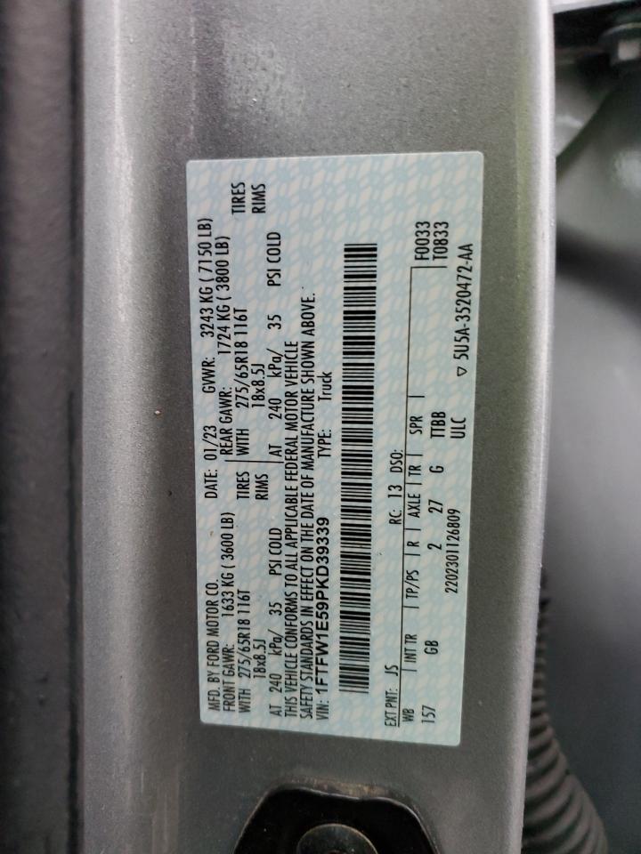 2023 Ford F150 Supercrew VIN: 1FTFW1E59PKD39339 Lot: 90523825