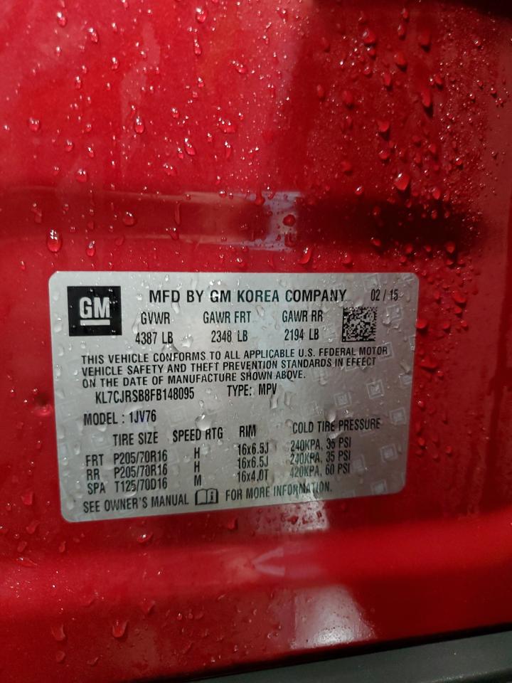 2015 Chevrolet Trax 1Lt VIN: KL7CJRSB8FB148095 Lot: 90381985