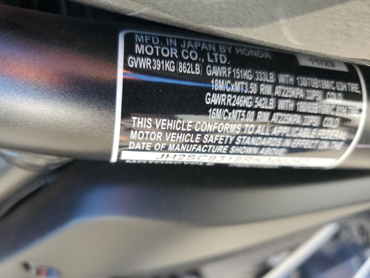 2024 Honda Cmx1100 D VIN: JH2SC8318RK300252 Lot: 90676725