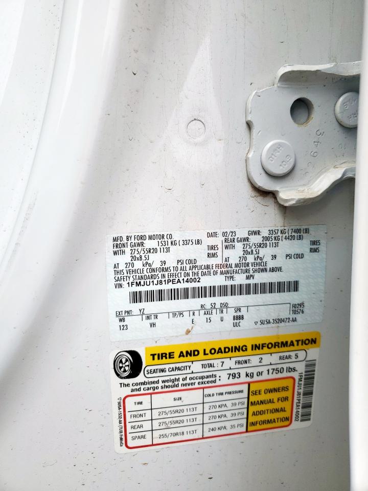 2023 Ford Expedition Xlt VIN: 1FMJU1J81PEA14002 Lot: 82355395