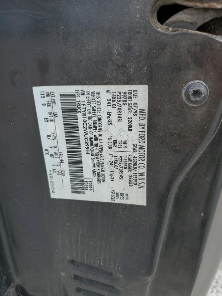 1998 Ford Ranger VIN: 1FTYR10C2WUC89554 Lot: 85537865