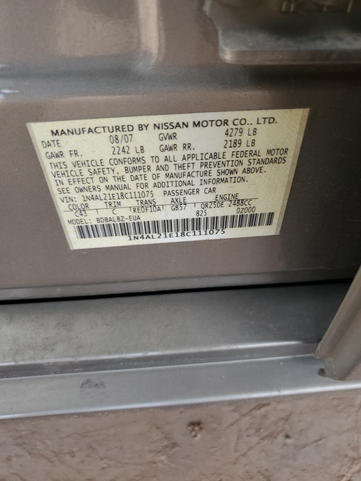 2008 Nissan Altima 2.5 VIN: 1N4AL21E18C111075 Lot: 85380285