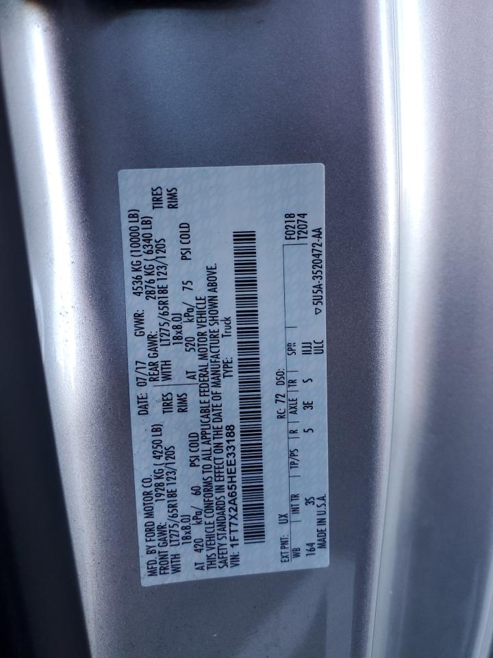2017 Ford F250 Super Duty VIN: 1FT7X2A65HEE33188 Lot: 82308345