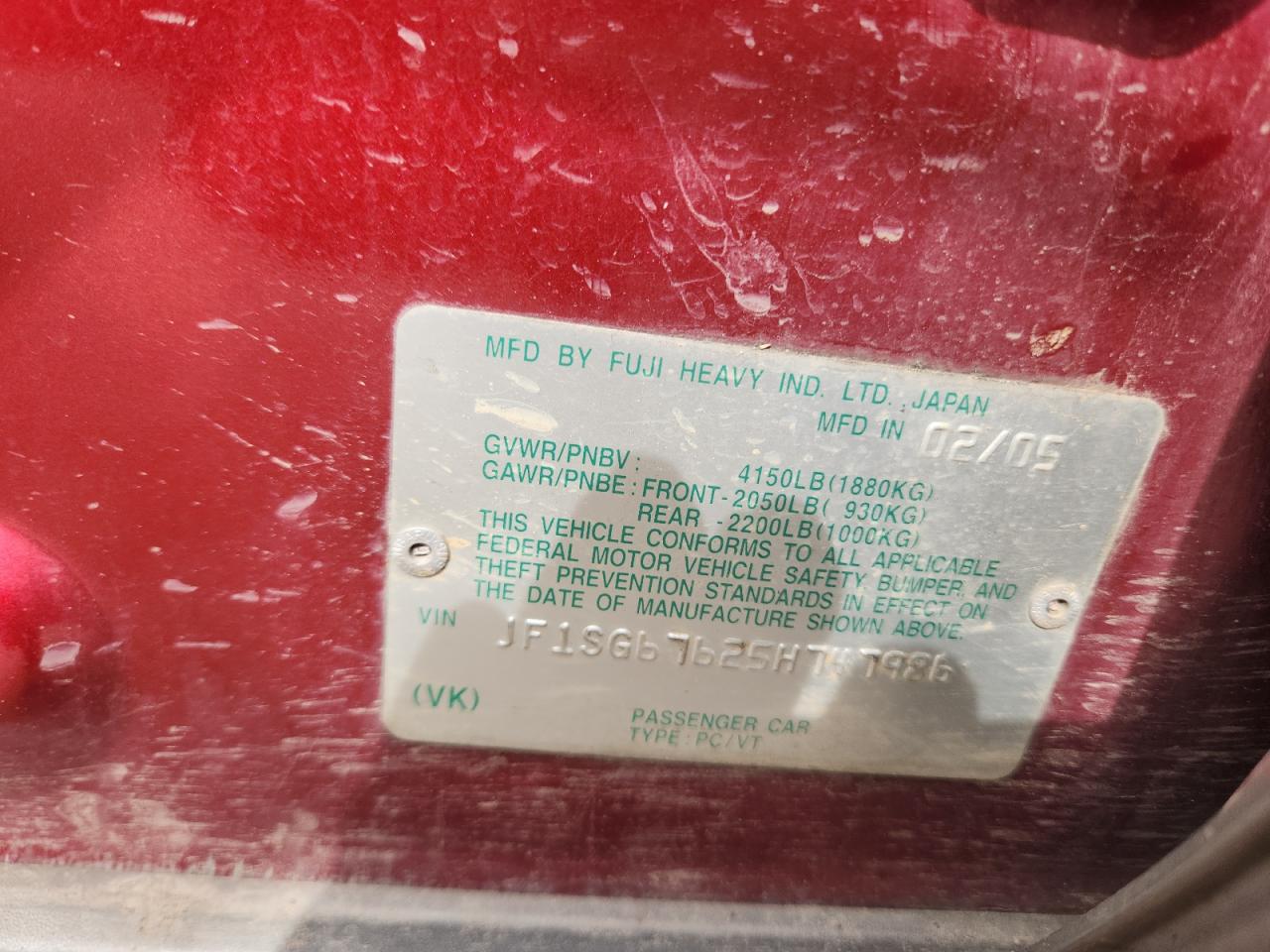 2005 Subaru Forester 2.5Xs Ll Bean VIN: JF1SG67625H747986 Lot: 85414935