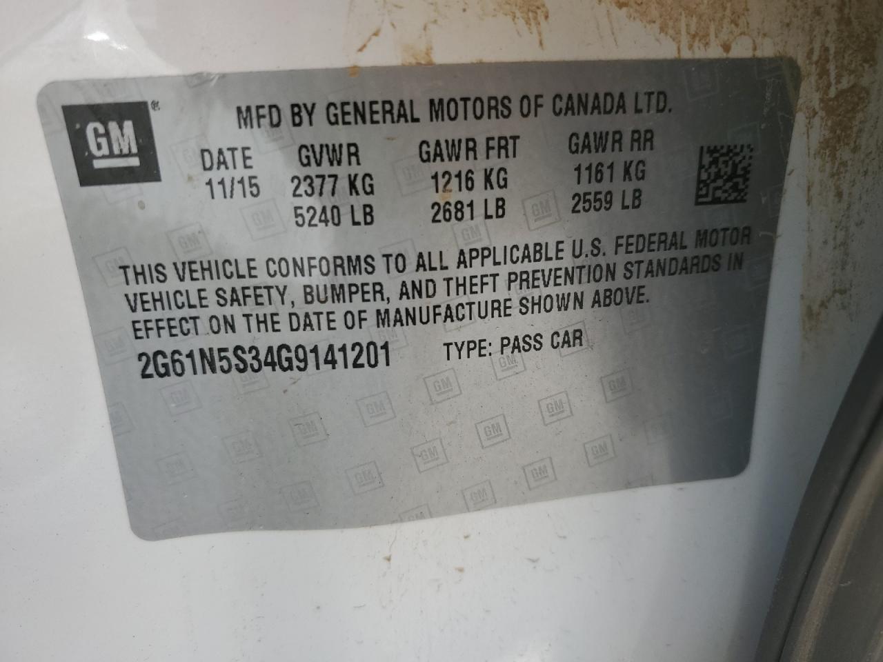 2016 Cadillac Xts Luxury Collection VIN: 2G61N5S34G9141201 Lot: 87401645