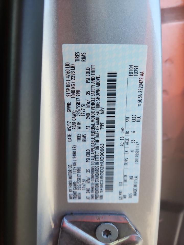 2017 Ford Escape Se VIN: 1FMCU9GD2HUD90663 Lot: 84733825