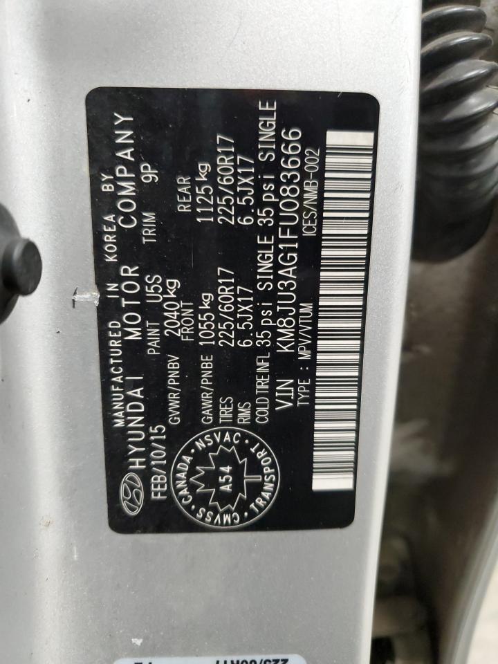 2015 Hyundai Tucson Limited VIN: KM8JU3AG1FU083666 Lot: 86238185