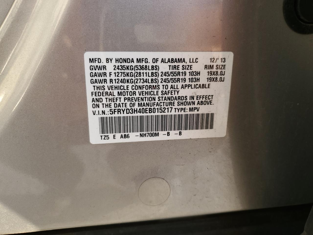 2014 Acura Mdx Technology VIN: 5FRYD3H40EB015217 Lot: 82606565