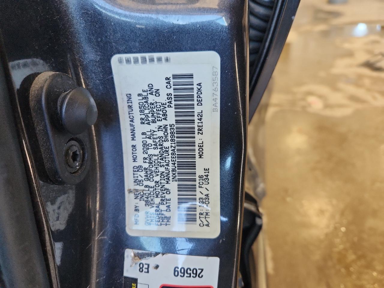 2010 Toyota Corolla Base VIN: 1NXBU4EE8AZ189835 Lot: 85002305
