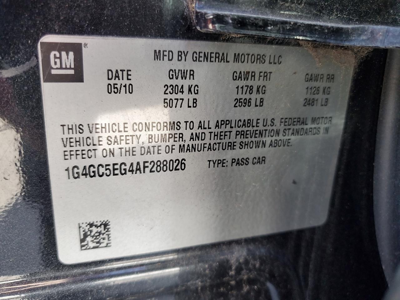 2010 Buick Lacrosse Cxl VIN: 1G4GC5EG4AF288026 Lot: 82527325