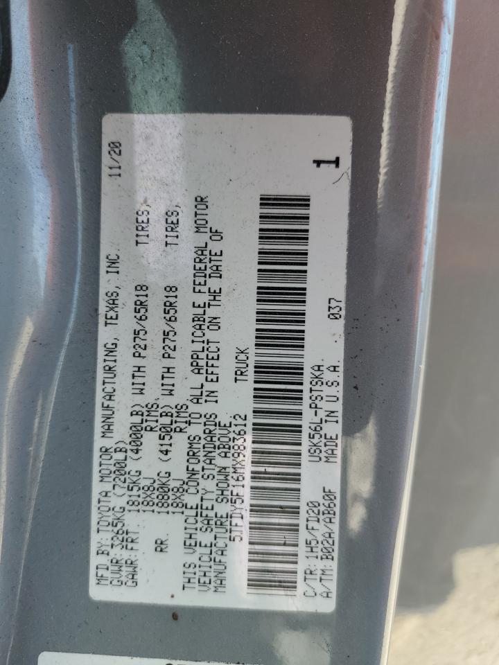 2021 Toyota Tundra Crewmax Sr5 VIN: 5TFDY5F16MX983612 Lot: 89446225