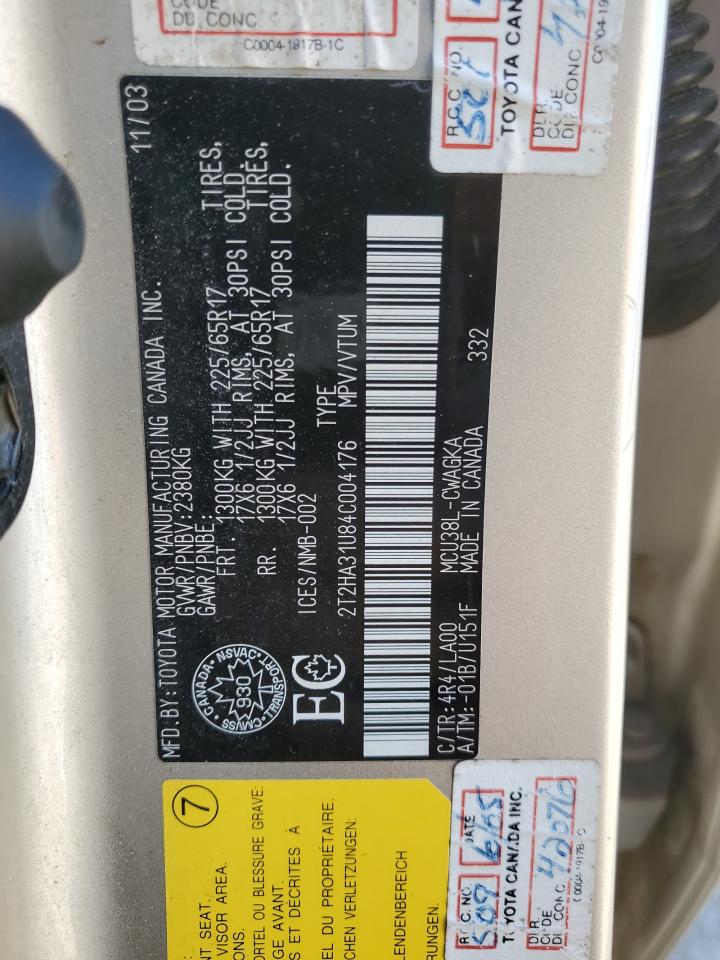 2004 Lexus Rx 330 VIN: 2T2HA31U84C004176 Lot: 84386845