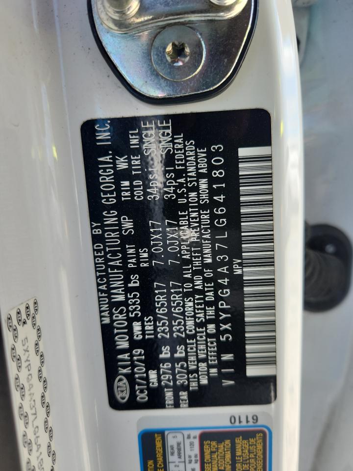 2020 Kia Sorento L VIN: 5XYPG4A37LG641803 Lot: 85180985