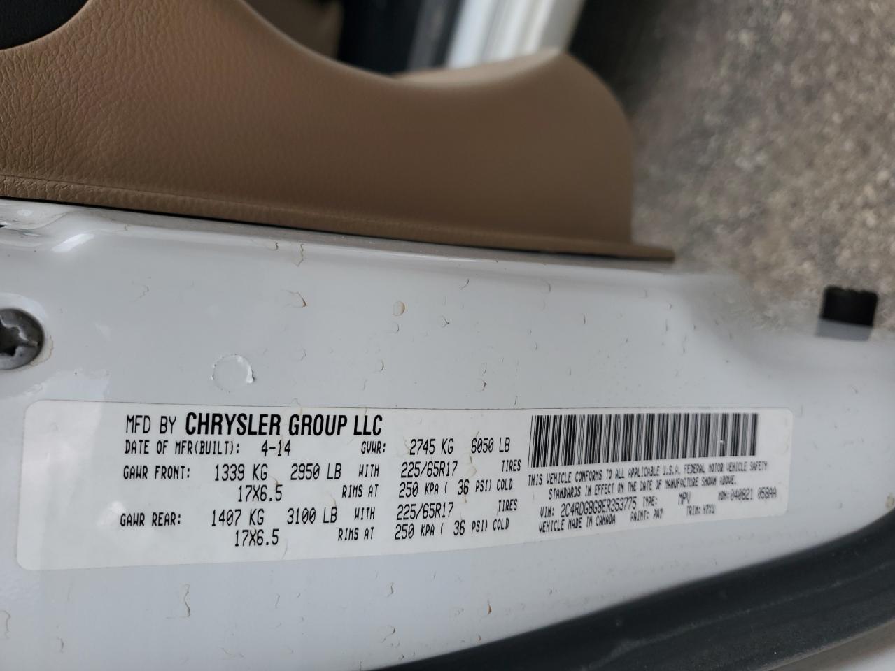 2014 Dodge Grand Caravan Se VIN: 2C4RDGBG8ER353775 Lot: 90331895