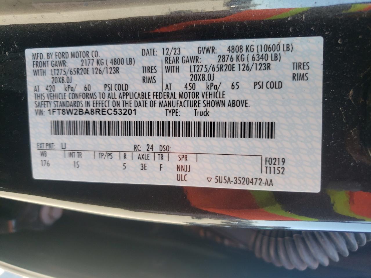 2024 Ford F250 Super Duty VIN: 1FT8W2BA8REC53201 Lot: 86867605