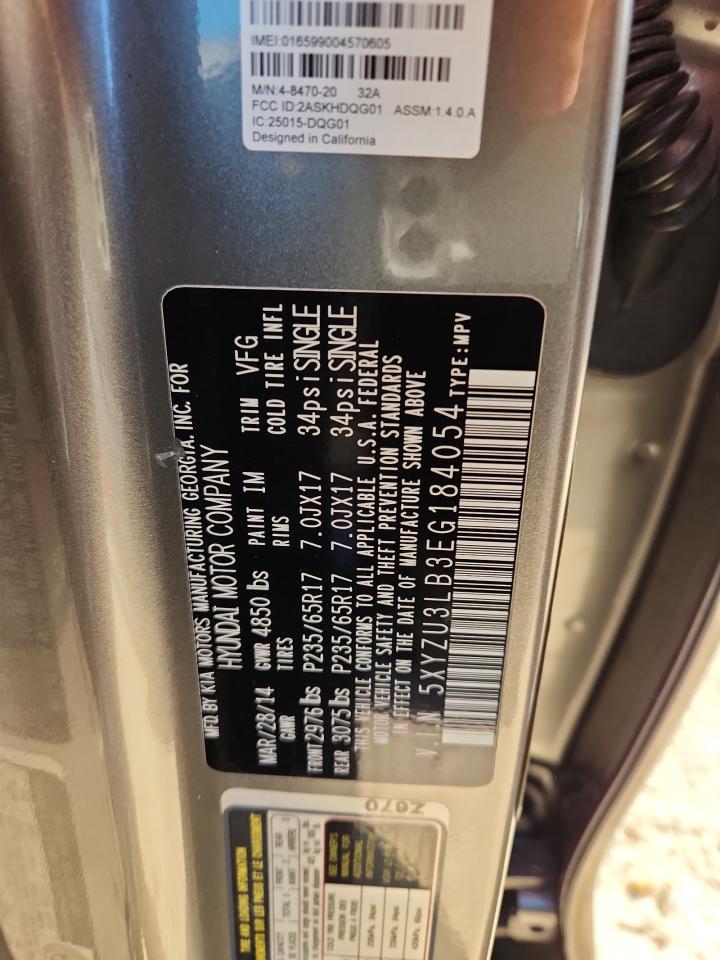 2014 Hyundai Santa Fe VIN: 5XYZU3LB3EG184054 Lot: 81757075