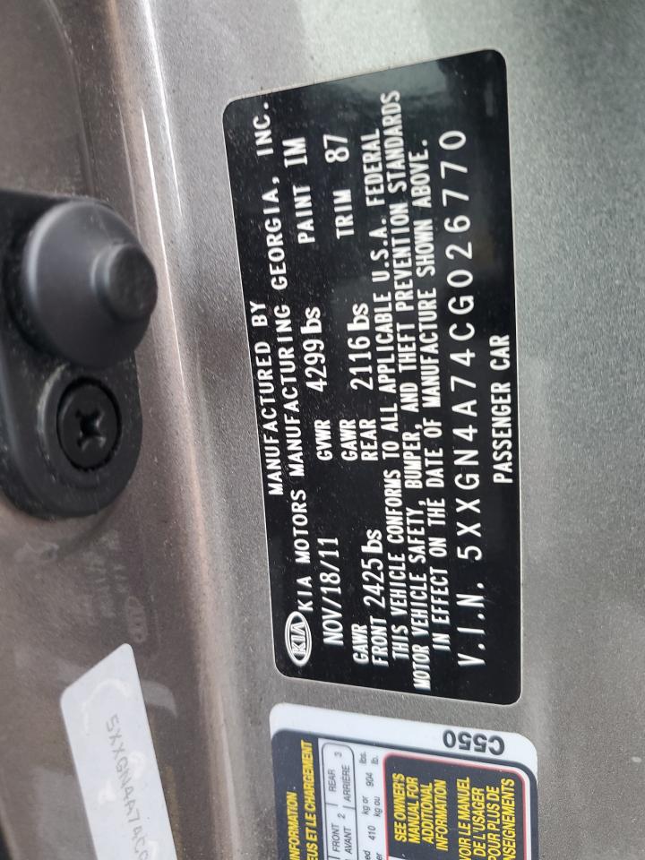 2012 Kia Optima Ex VIN: 5XXGN4A74CG026770 Lot: 85661695