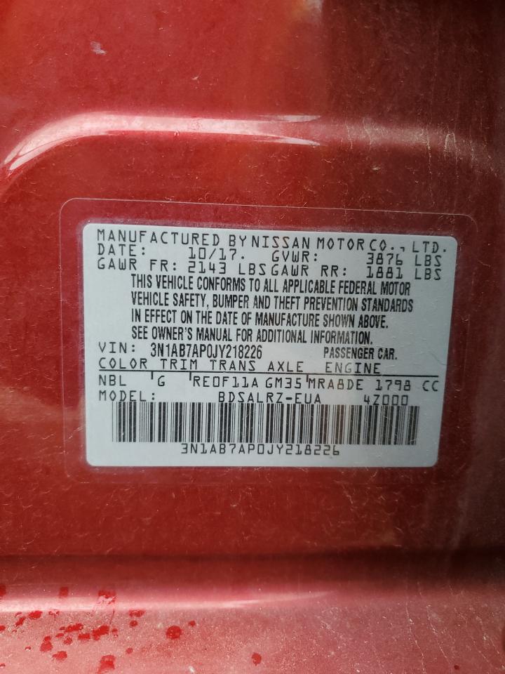 2018 Nissan Sentra S VIN: 3N1AB7AP0JY218226 Lot: 86186795