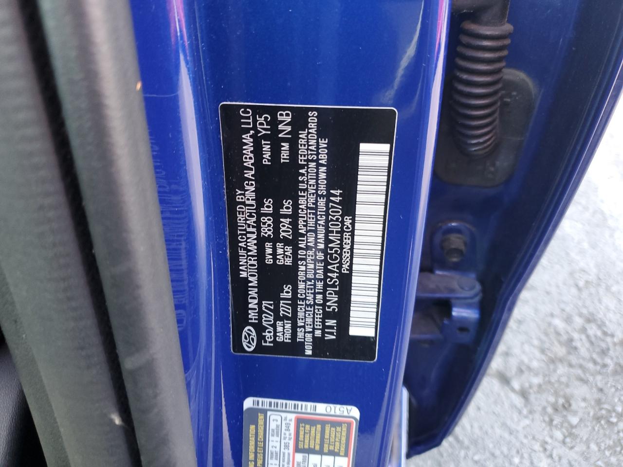 2021 Hyundai Elantra Sel VIN: 5NPLS4AG5MH030744 Lot: 86331985